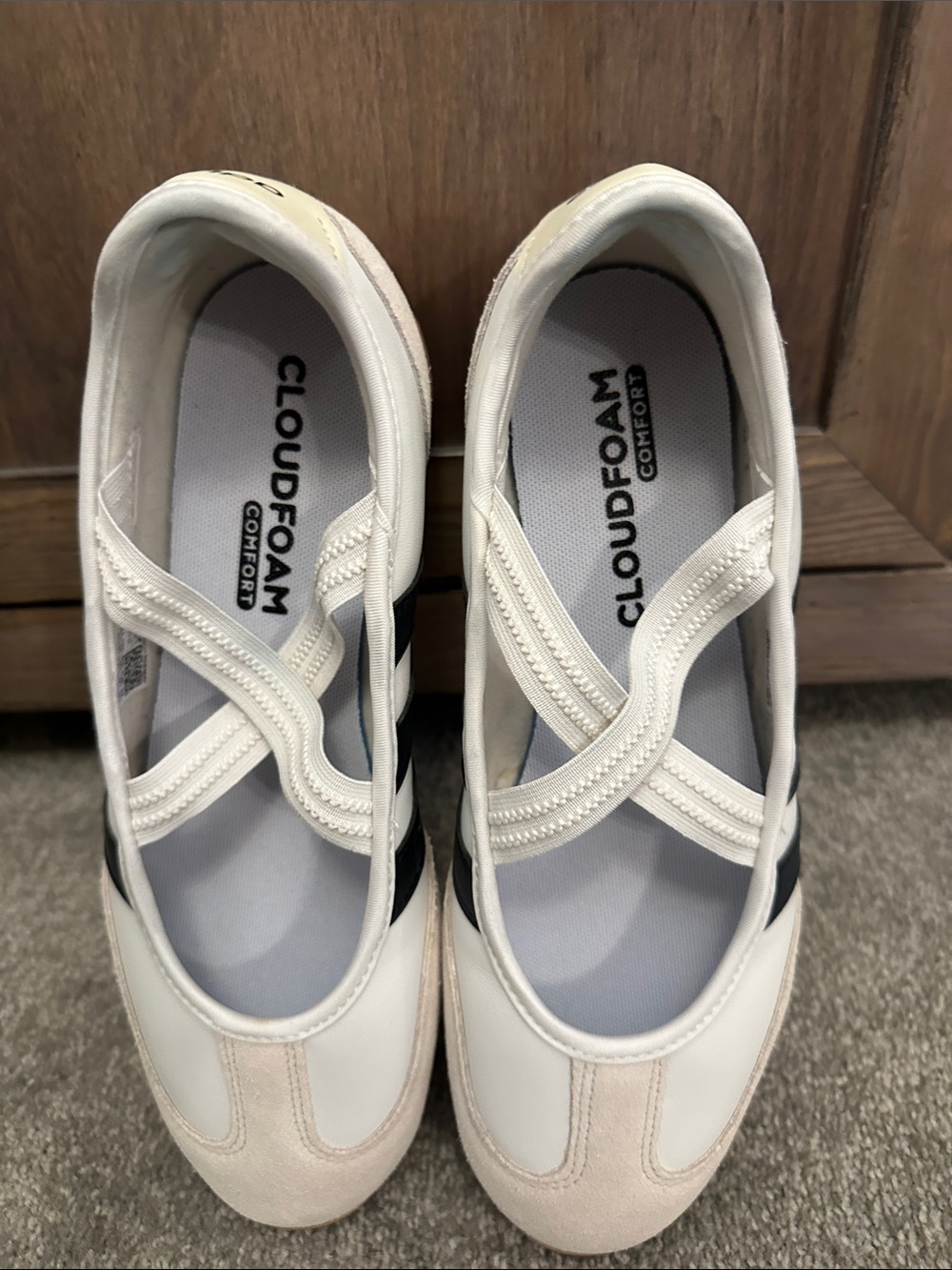 Adidas Barreda White and Black Mary Jane Sneakers
